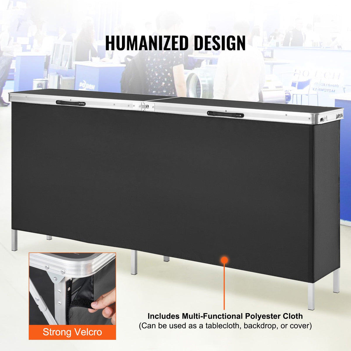 Extra Long Folding Portable Bar Table - Tradeshow Podium Table for Indoor