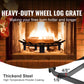 VEVOR Log Grate, 27 inch Heavy Duty Wheel Fire Grate with 6 Support Legs, Solid Powder-coated Steel Bars, Log Firewood Burning Rack Holder for Wood Stove and Outdoor Camping Fire Pit