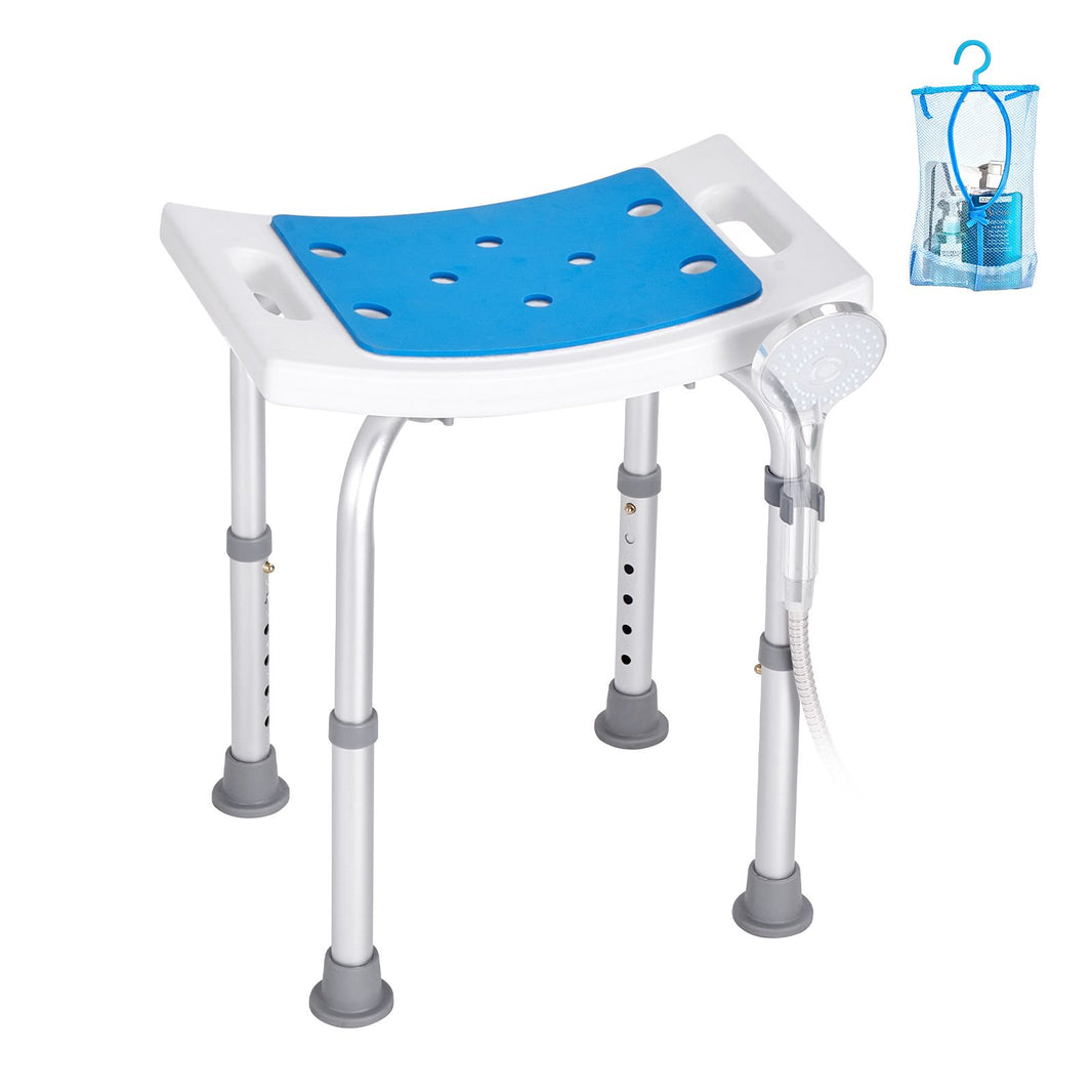 VEVOR Shower Chair, Adjustable Height Shower Stool, Shower Seat for Inside Shower or Tub, Non-Slip Bench Bathtub Stool Seat for Elderly Disabled Handicap, 158.8 kg Capacity