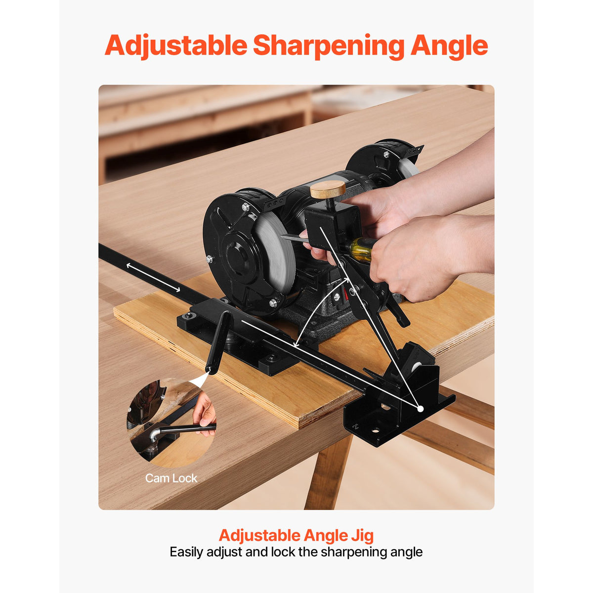 Pro Grind Sharpening System, Multi-Grind Sharpening Jig for 152mm & 203mm Bench Grinder - with Platform Jig, Tool Rest Bar, Setup Block, Miter Slide, Micro Bevel Block, for Woodturning Tools