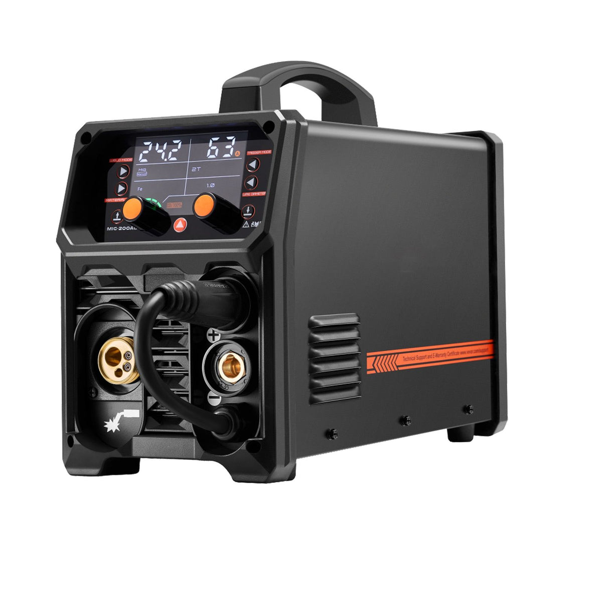 Pro MIG Welder, 200Amp Pluse Mig Welding Machine, 5-in-1 Synergic Welder Machine MIG Pluse/Gas MIG/Flux Core MIG/Stick/Lift TIG with IGBT Inverter Technology and LCD Screen Display