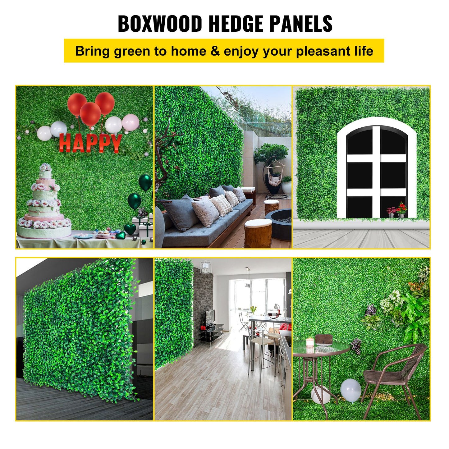 VEVOR Artificial Boxwood Panels, 20 PCS 20\"x20\" Boxwood Hedge Wall Panels, PE Artificial Grass Backdrop Wall 1.6\", Privacy Hedge Screen for Decoration of Outdoor, Indoor, Garden, Fence, and Backyar