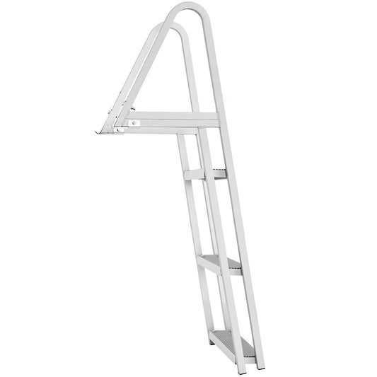 VEVOR Dock Ladder, Removable 3 Steps, 159 kg Load Capacity, Aluminum Alloy Pontoon Boat Ladder with 101.6 mm Wide Step & Nonslip Rubber Mat, Easy to Install for Ship/Lake/Pool/Marine Boarding