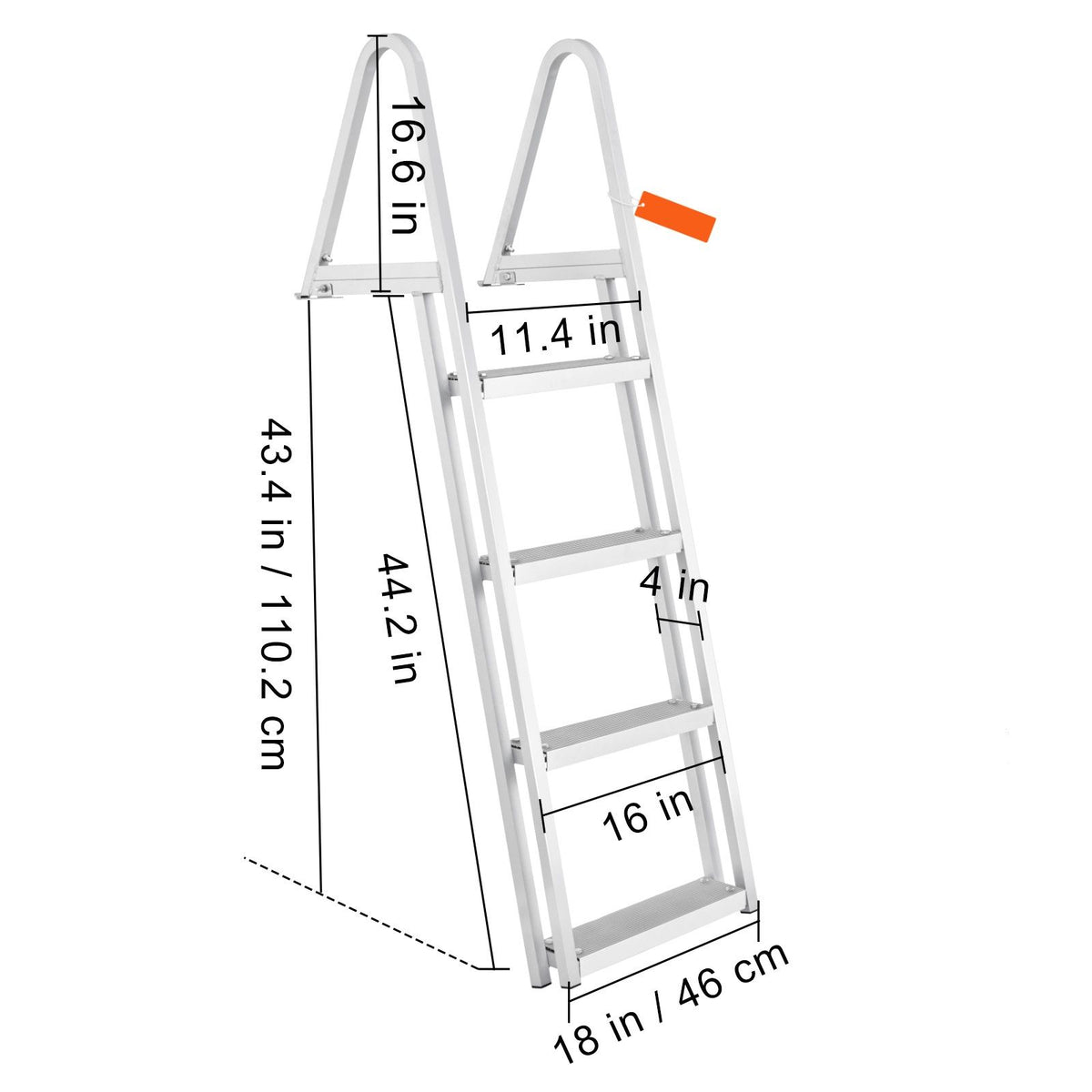 VEVOR Dock Ladder, Removable 4 Steps, 350 lbs Load Capacity, Aluminum Alloy Pontoon Boat Ladder with 4'' Wide Step & Nonslip Mat, Easy to Install for Ship/Lake/Pool/Marine Boarding
