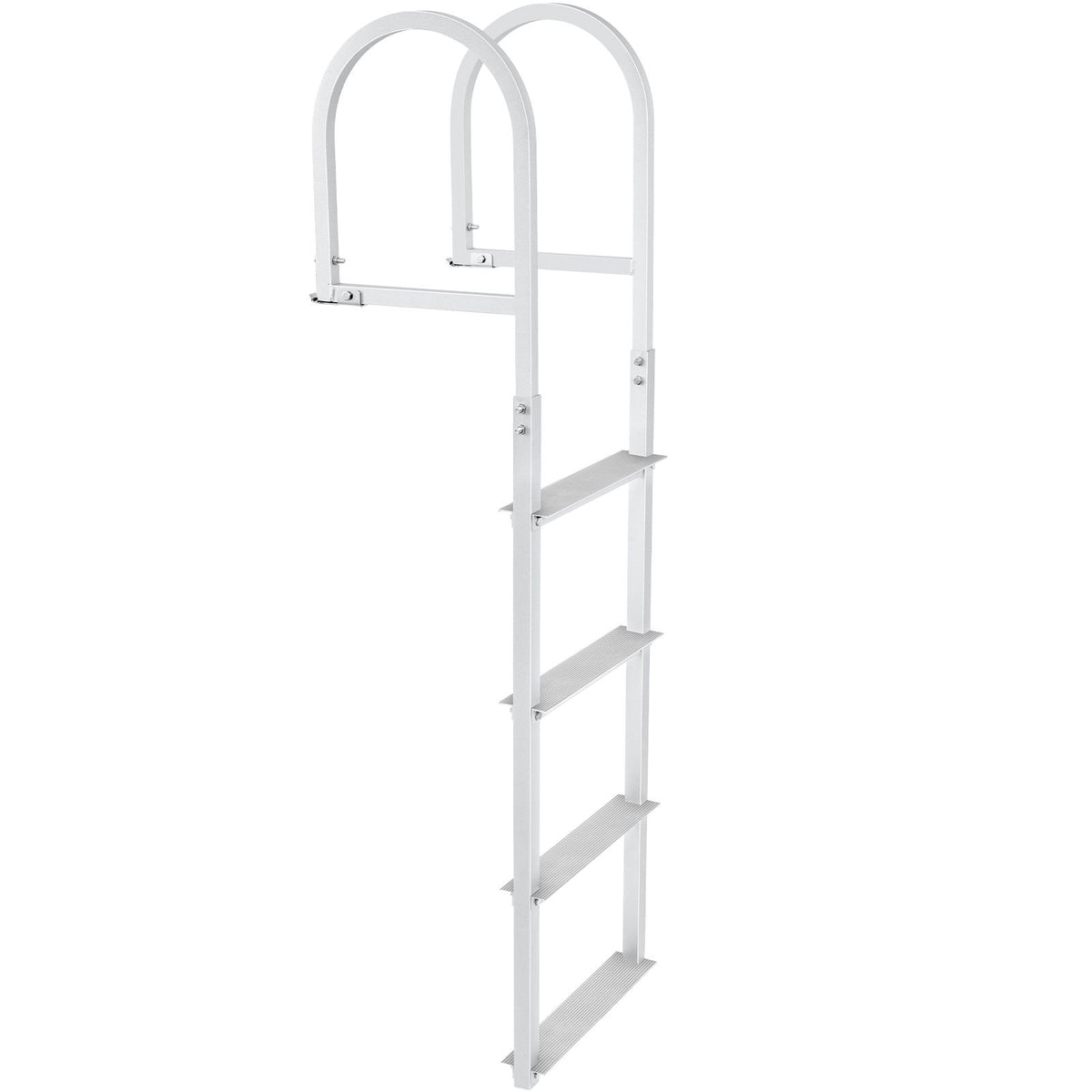 Dock Ladder, Removable 4 Steps, 500 lbs Load Capacity, Aluminum Alloy Pontoon Boat Ladder with 3.1'' Wide Step & Nonslip Rubber Mat, Easy to Install for Ship/Lake/Pool/Marine Boarding