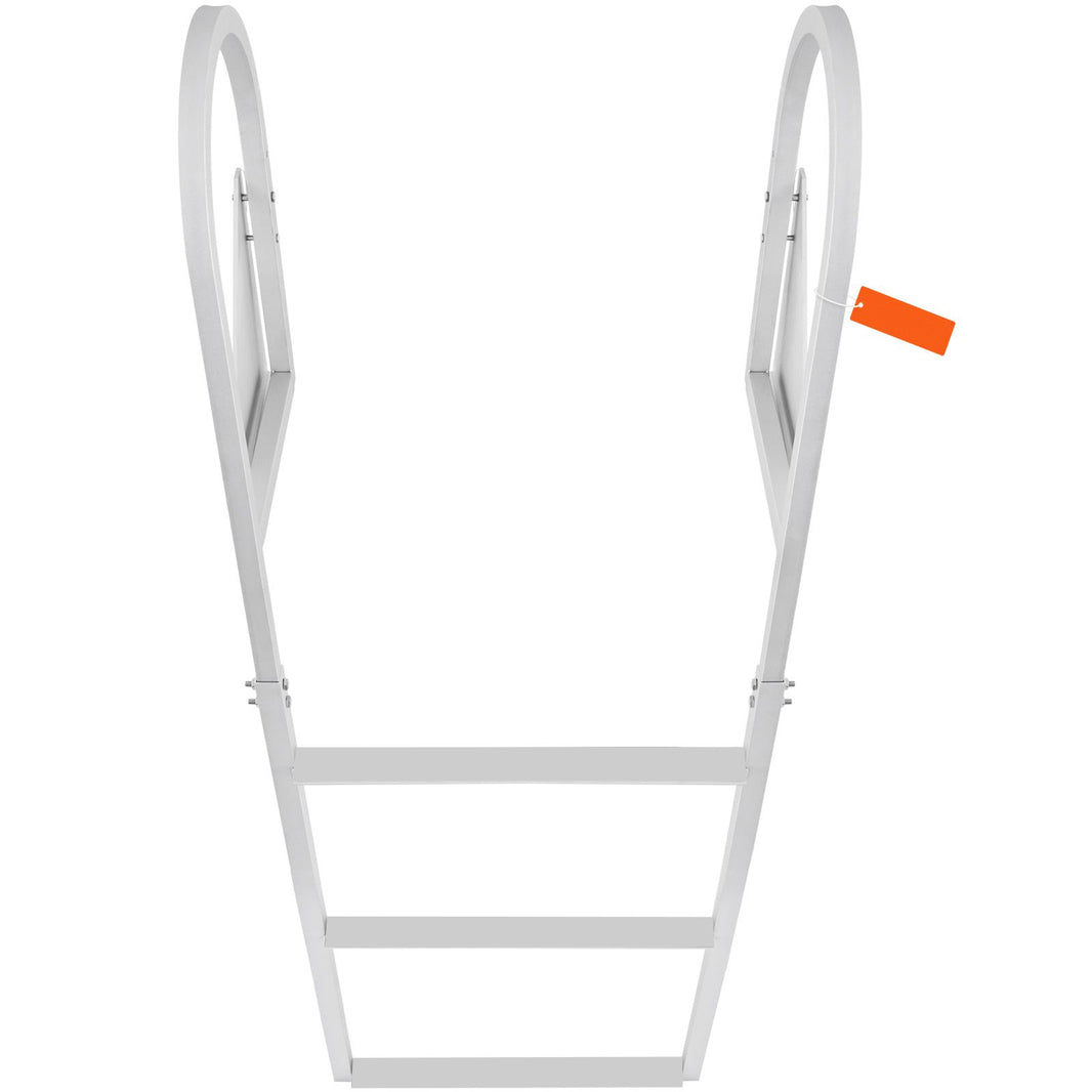 VEVOR Dock Ladder, Flip-Up 3 Steps, 159 kg Load Capacity, Aluminum Alloy Pontoon Boat Ladder with 50.8 mm Wide Step & Nonslip Rubber Mat, Easy to Install for Ship/Lake/Pool/Marine Boarding