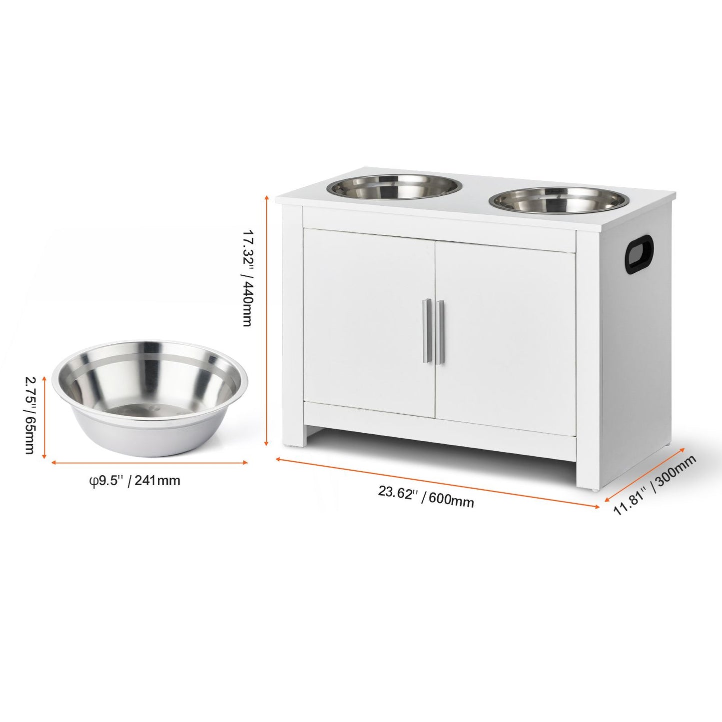 VEVOR Pet Feeding Station w/ 2 Elevated Dog Bowls Dog Food & Toy Storage Cabinet