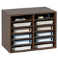Wood Literature Organizer Adjustable File Sorter 12 Compartments Brown