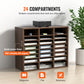 VEVOR Wood Literature Organizer Adjustable File Sorter 24 Compartments Brown