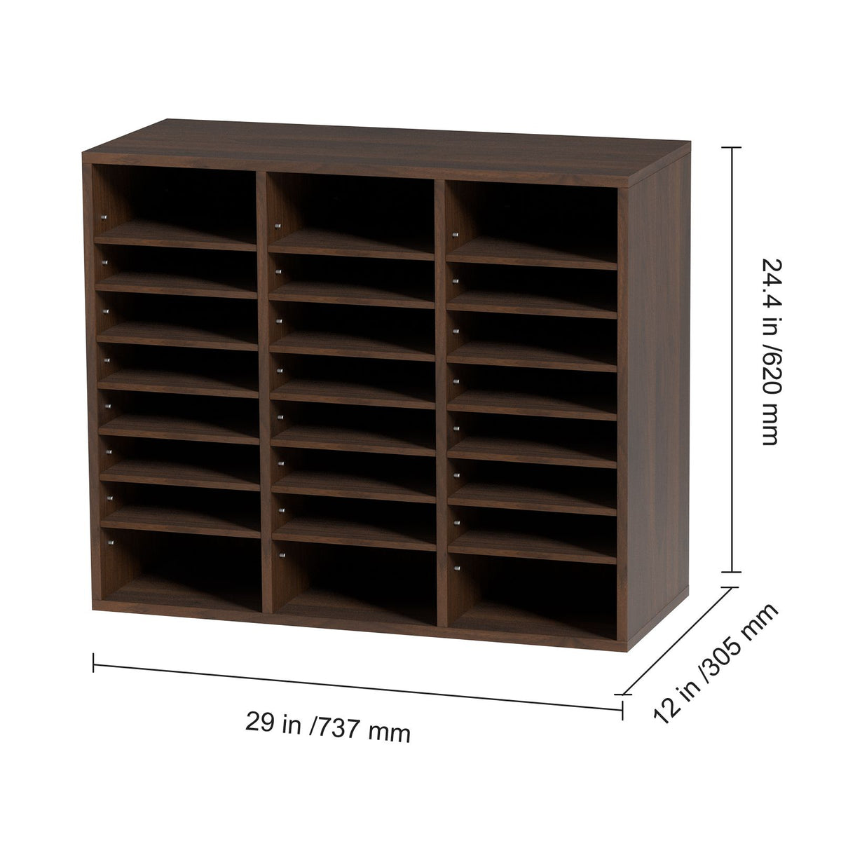 VEVOR Wood Literature Organizer Adjustable File Sorter 24 Compartments Brown