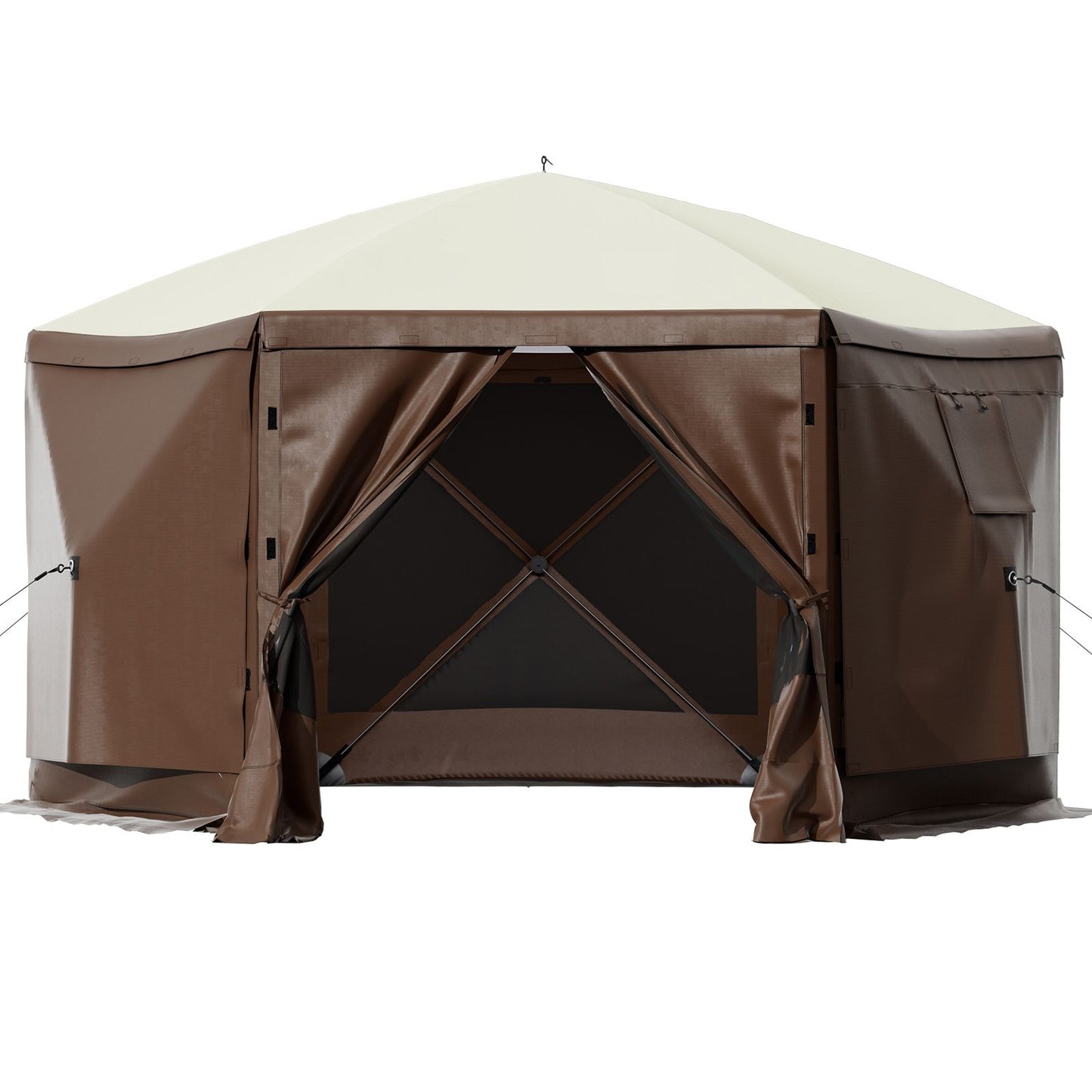 VEVOR Pop-up Camping Gazebo Camping Canopy Shelter 6 Sided 10' x 10' Sun Shade