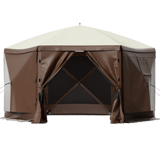 VEVOR Pop-up Camping Gazebo Camping Canopy Shelter 6 Sided 10' x 10' Sun Shade