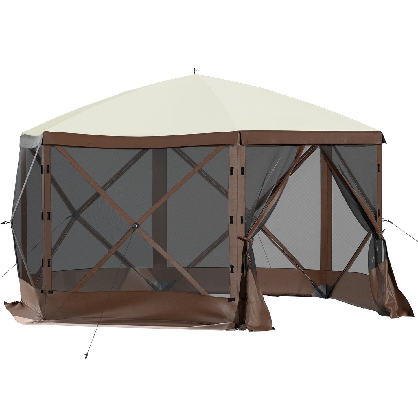 VEVOR Pop-up Camping Gazebo Camping Canopy Shelter 6 Sided 10' x 10' Sun Shade