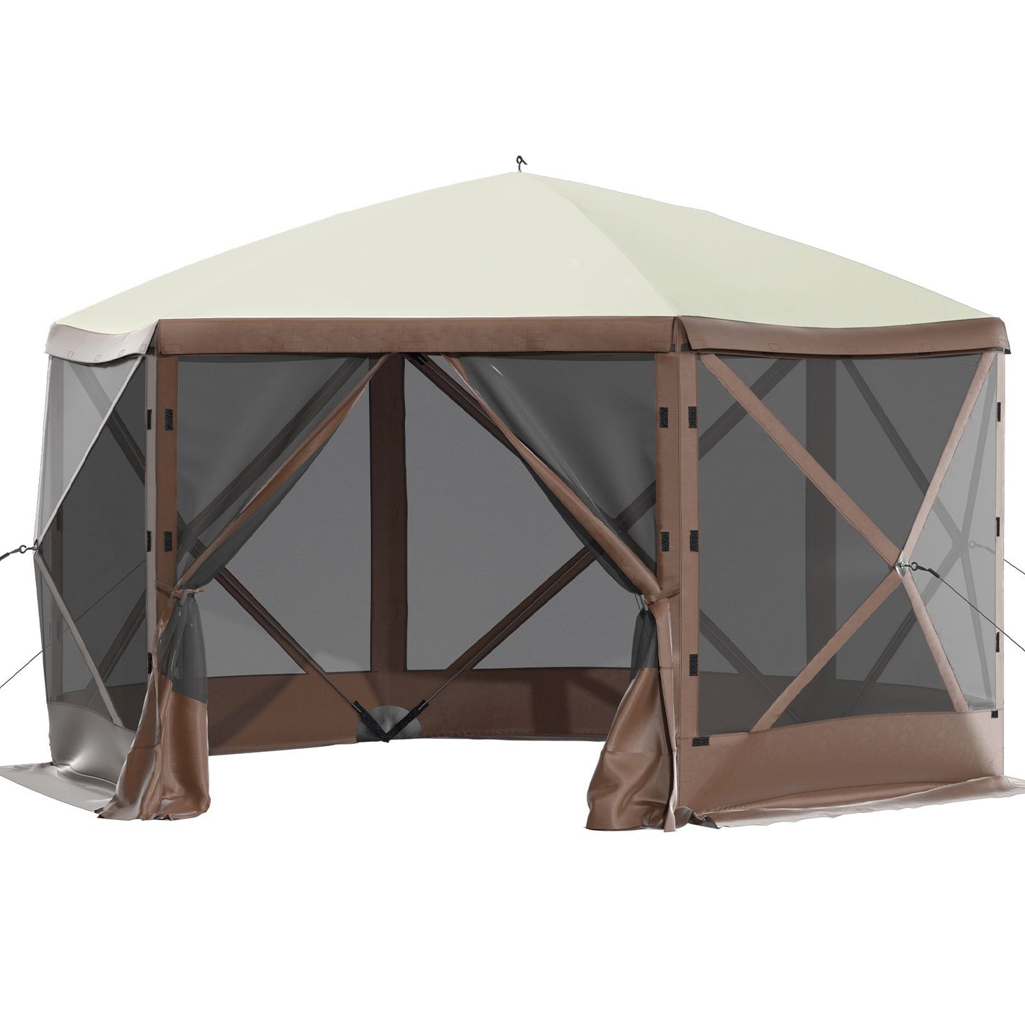 VEVOR Pop-up Camping Gazebo Camping Canopy Shelter 6 Sided 10' x 10' Sun Shade