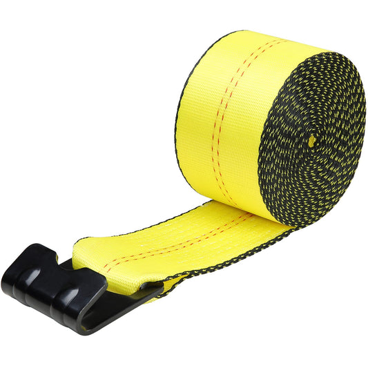 VEVOR Winch Straps, 10.2 cm x 9.1 m, 2.7T Load Capacity, 8.2T Break Strength, Truck Straps with Flat Hook, Flatbed Tie Downs Cargo Control for Trailers, Farms, Rescues, Tree Saver, Yellow (10 Pack)