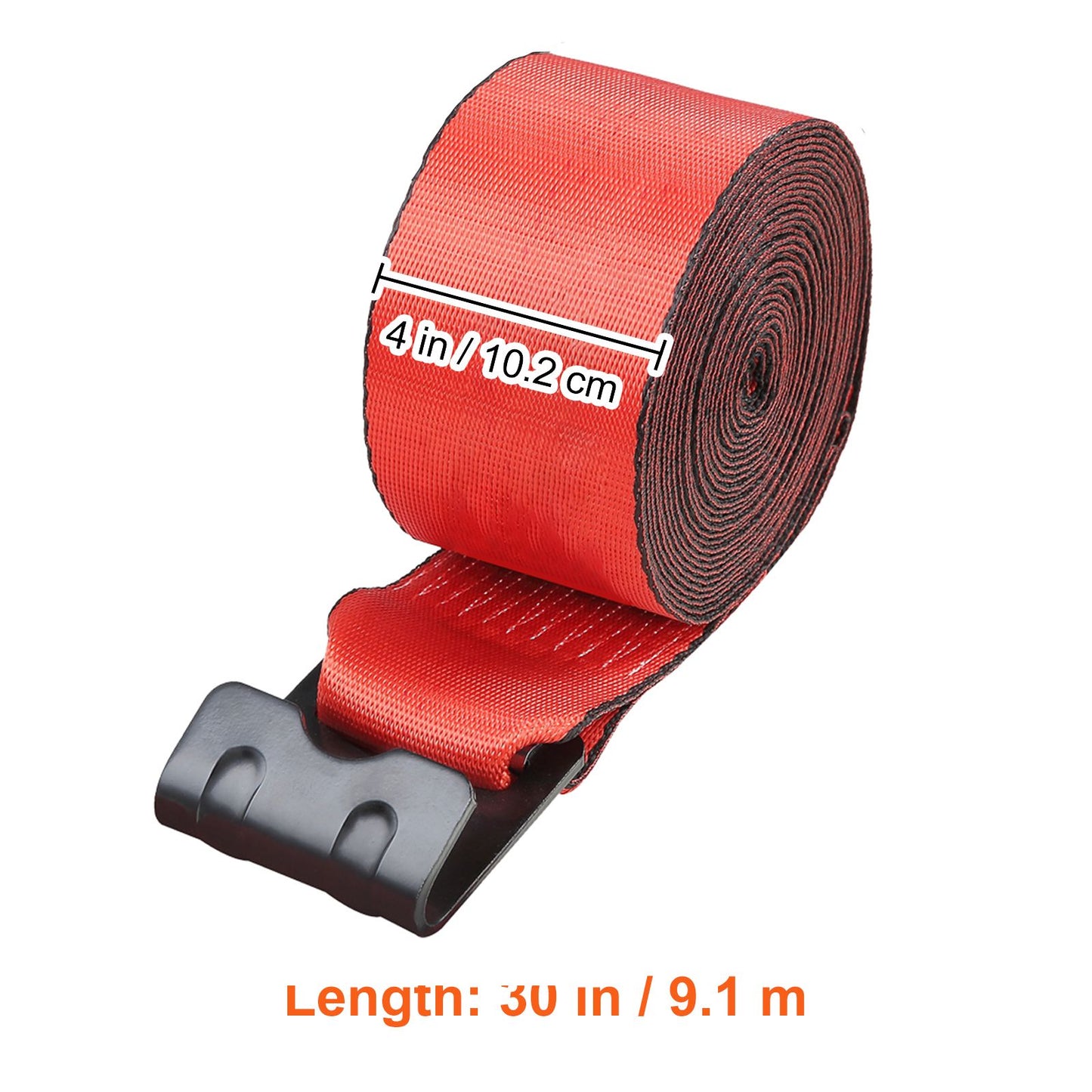 VEVOR Winch Straps, 10.2 cm x 9.1 m, 2.7T Load Capacity, 8.2T Breaking Strength, Truck Straps with Flat Hook, Flatbed Tie Downs Cargo Control for Trailers, Farms, Rescues, Tree Saver, Red (10 Pack)
