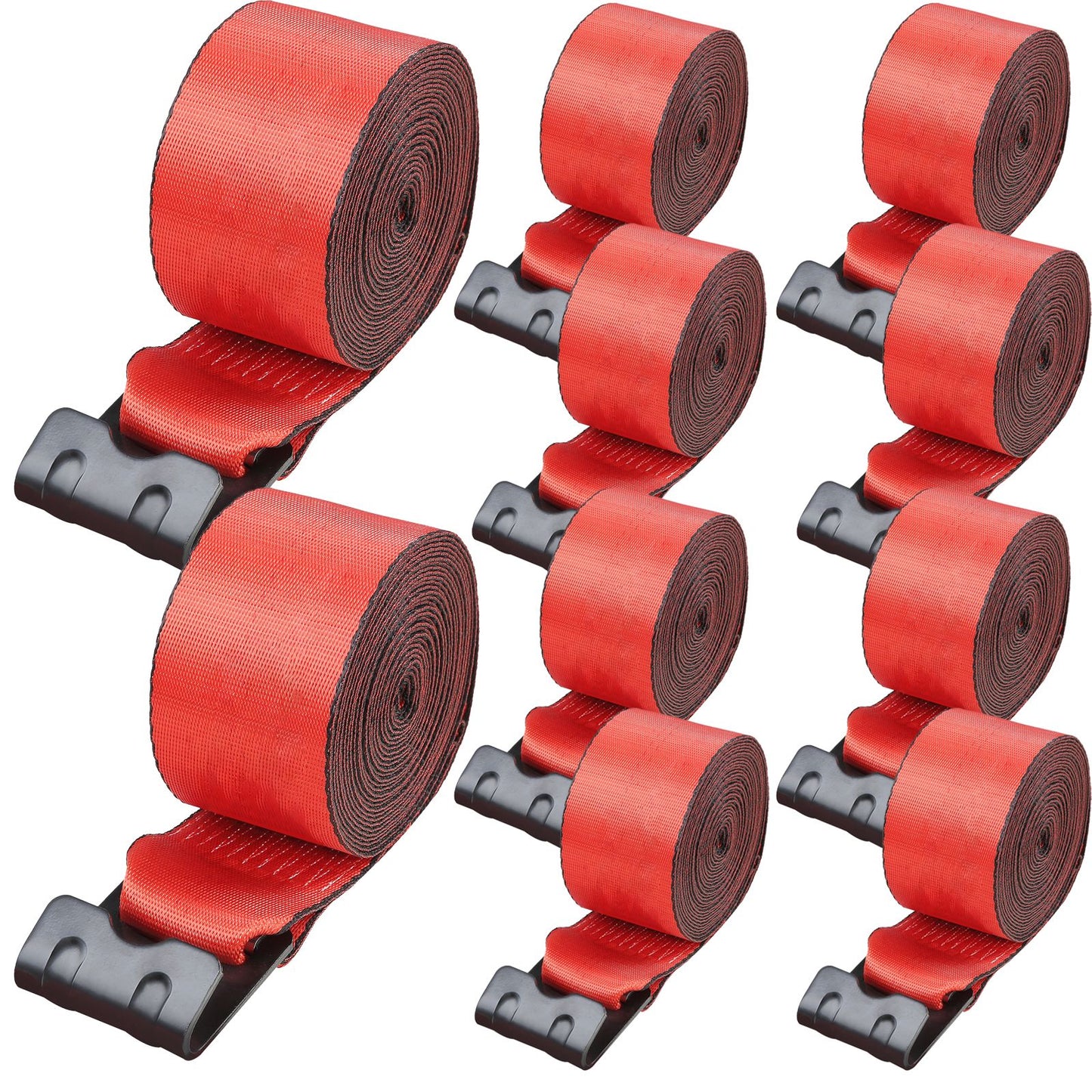 VEVOR Winch Straps, 10.2 cm x 9.1 m, 2.7T Load Capacity, 8.2T Breaking Strength, Truck Straps with Flat Hook, Flatbed Tie Downs Cargo Control for Trailers, Farms, Rescues, Tree Saver, Red (10 Pack)