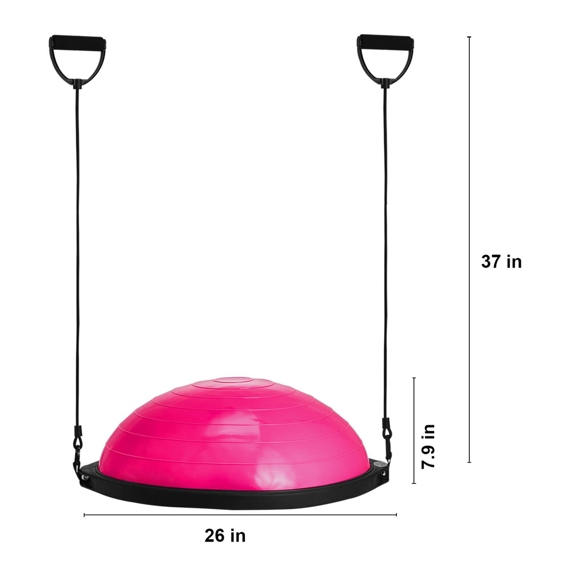 VEVOR Half Exercise Ball Trainer, 26 inch Balance Ball Trainer, 1500lbs Capacity Stability Ball, Yoga Ball with Resistance Bands & Foot Pump, Strength Fitness Ball for Home Gym Full Body Workout, Pink