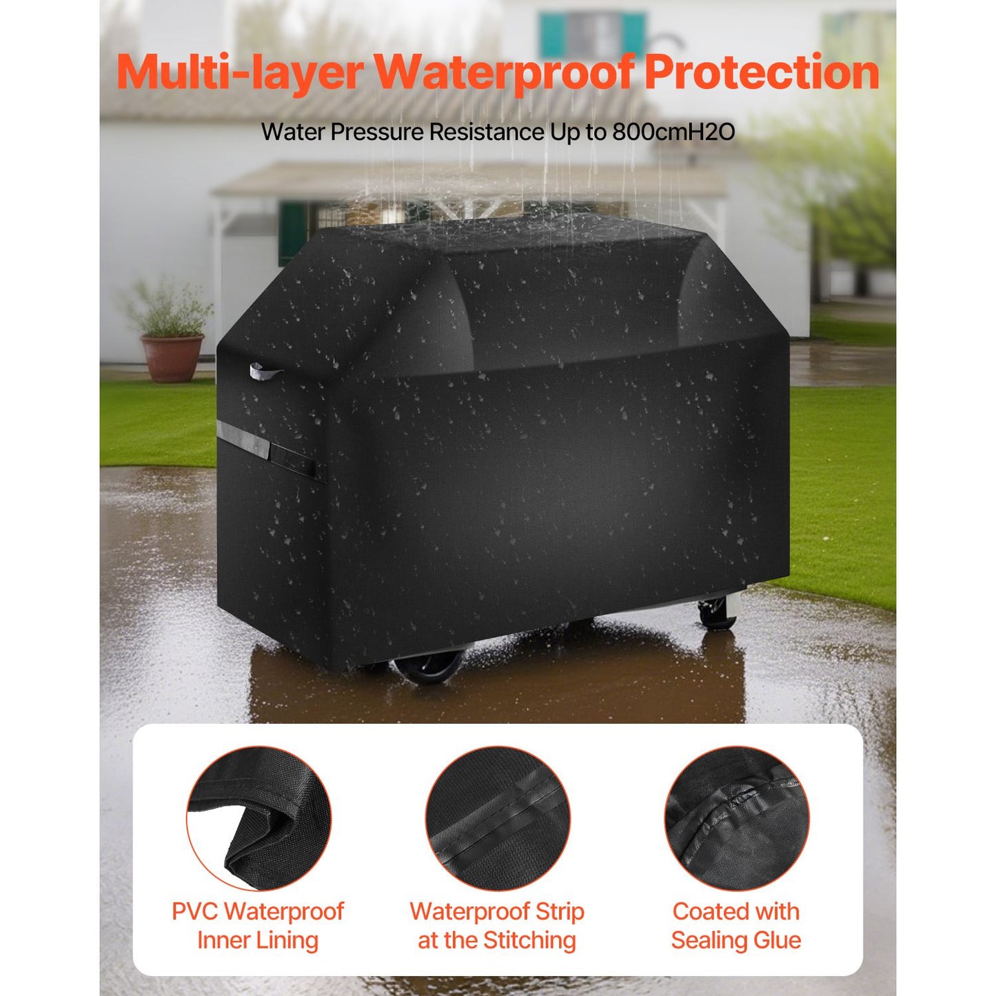 VEVOR 65 inch Grill Cover Heavy Duty BBQ Gas Grill Cover Outdoor Waterproof