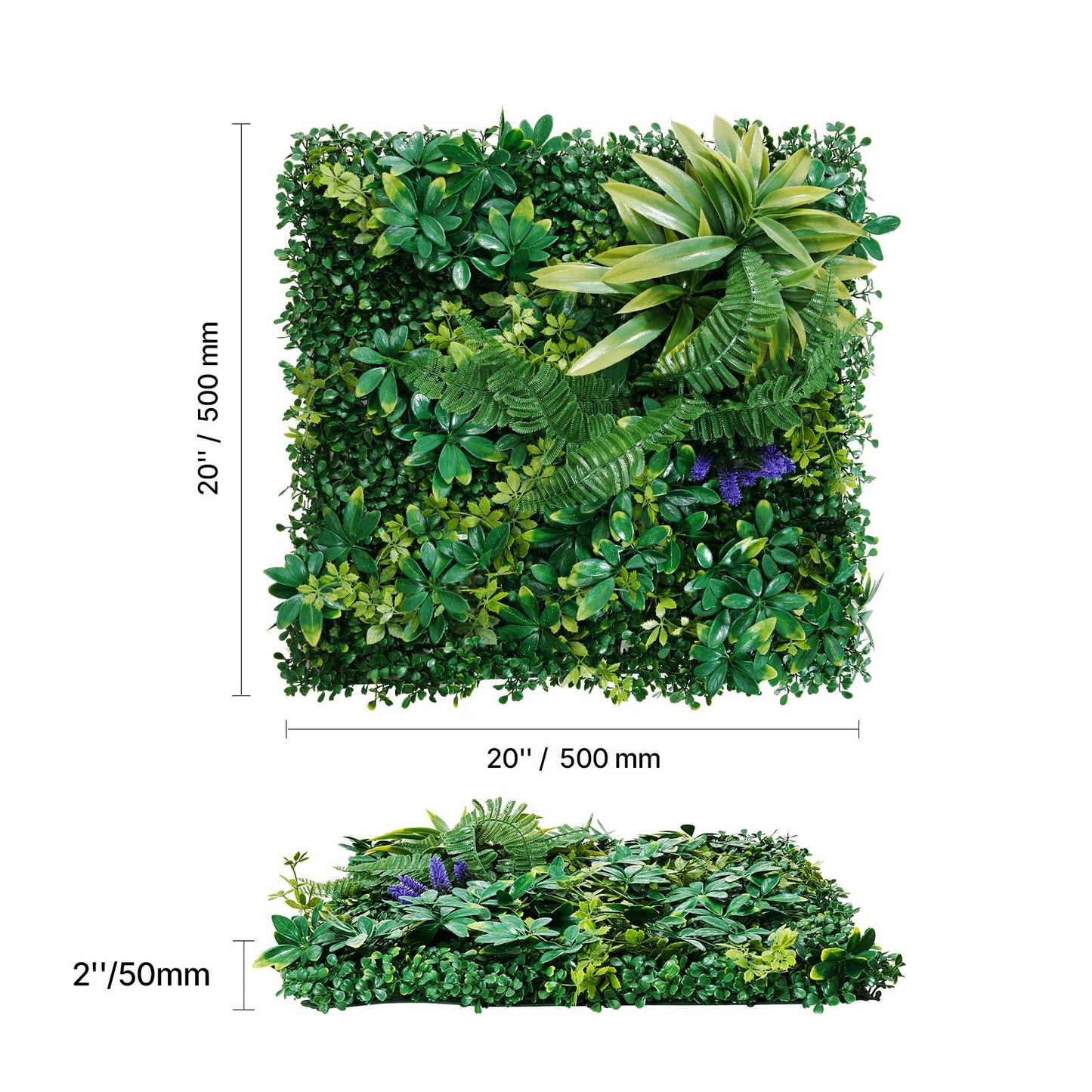 VEVOR Artificial Grass Wall Panels, 12 PCS 20 x 20 inch, 3D Combination Greenery Boxwood  Panel for Indoor Outdoor Green Decor & Ivy Fence Covering, Privacy Backdrop Wall Hedge Screen for Garden
