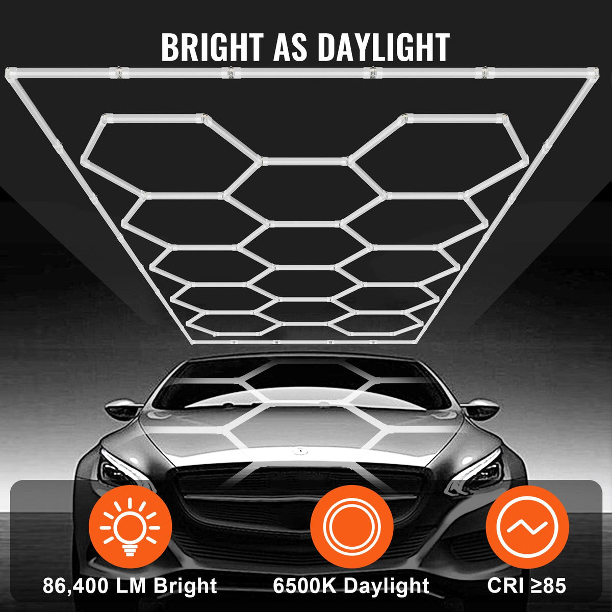 VEVOR Hexagon Garage Lights 86400LM 5 Grid Honeycomb LED Shop Ceiling Light