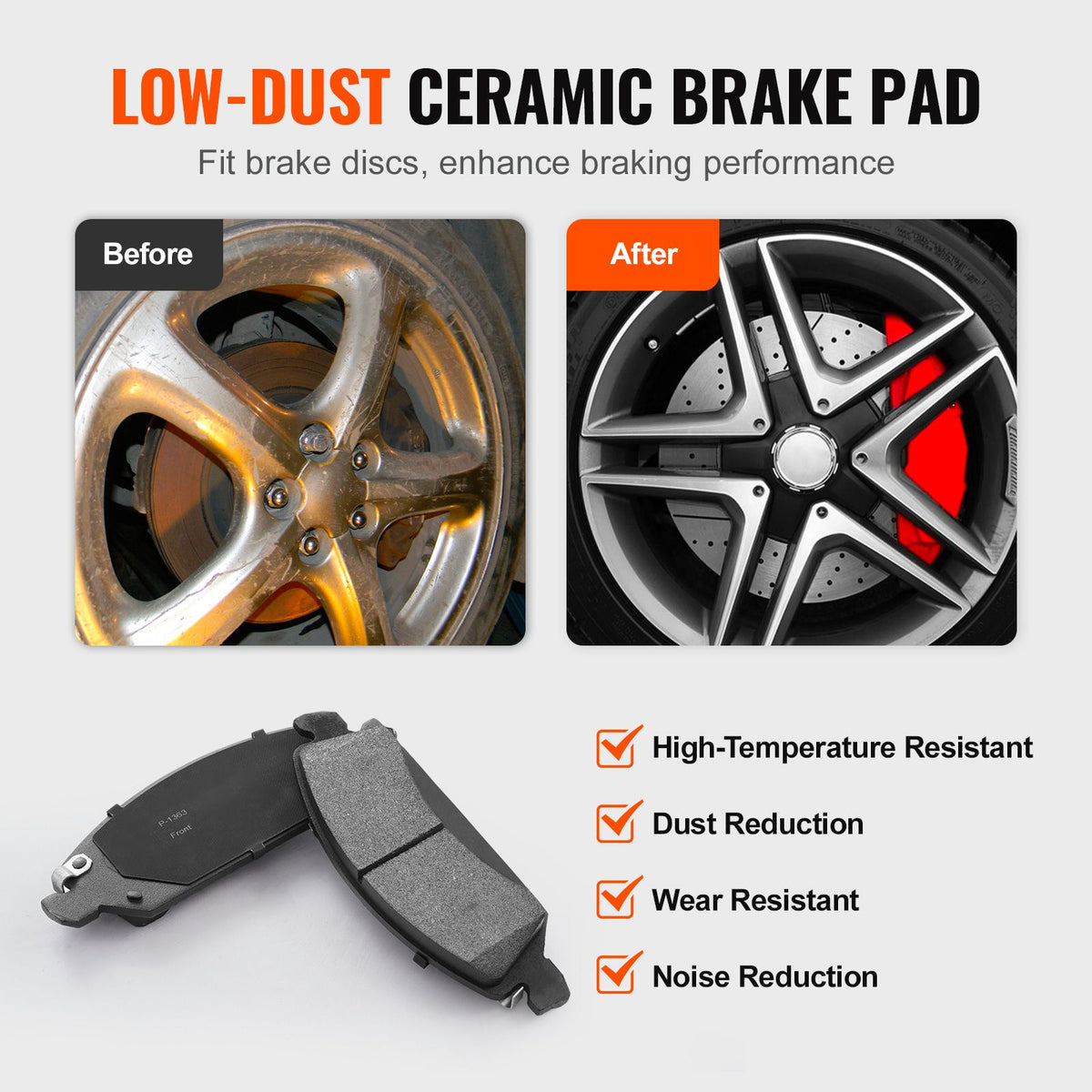 Front&Rear Rotors Disc Brake Pads Kit for 14-18 Chevy Silverado Gmc Sierra 1500