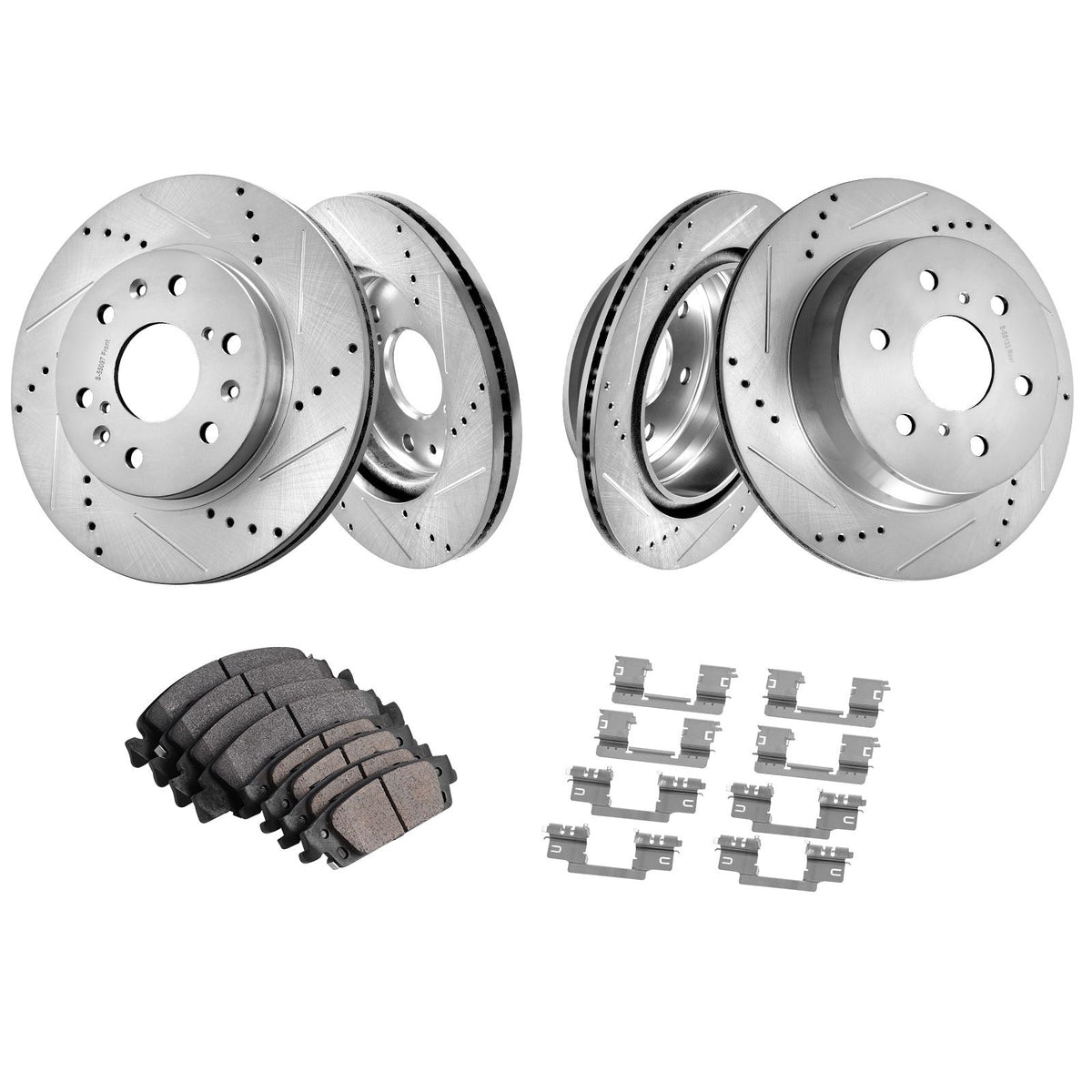 Front&Rear Rotors Disc Brake Pads Kit for 14-18 Chevy Silverado Gmc Sierra 1500