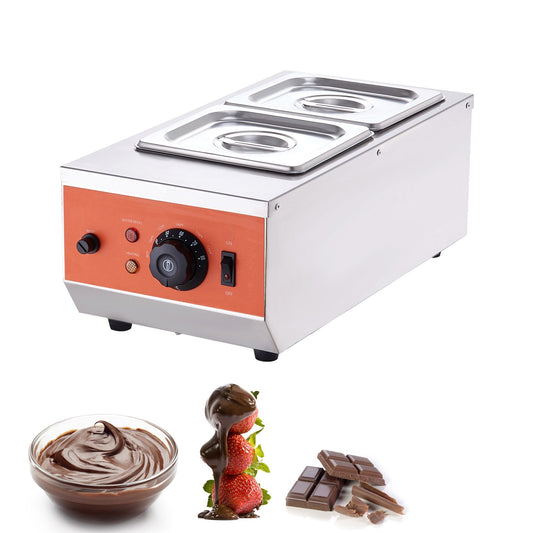 VEVOR Chocolate Tempering Machine, 2 Tanks Chocolate Melting Pot with TEMP Control, 800W Stainless Steel Electric Commercial Food Warmer For Chocolate/Milk/Cream Melting and Heating