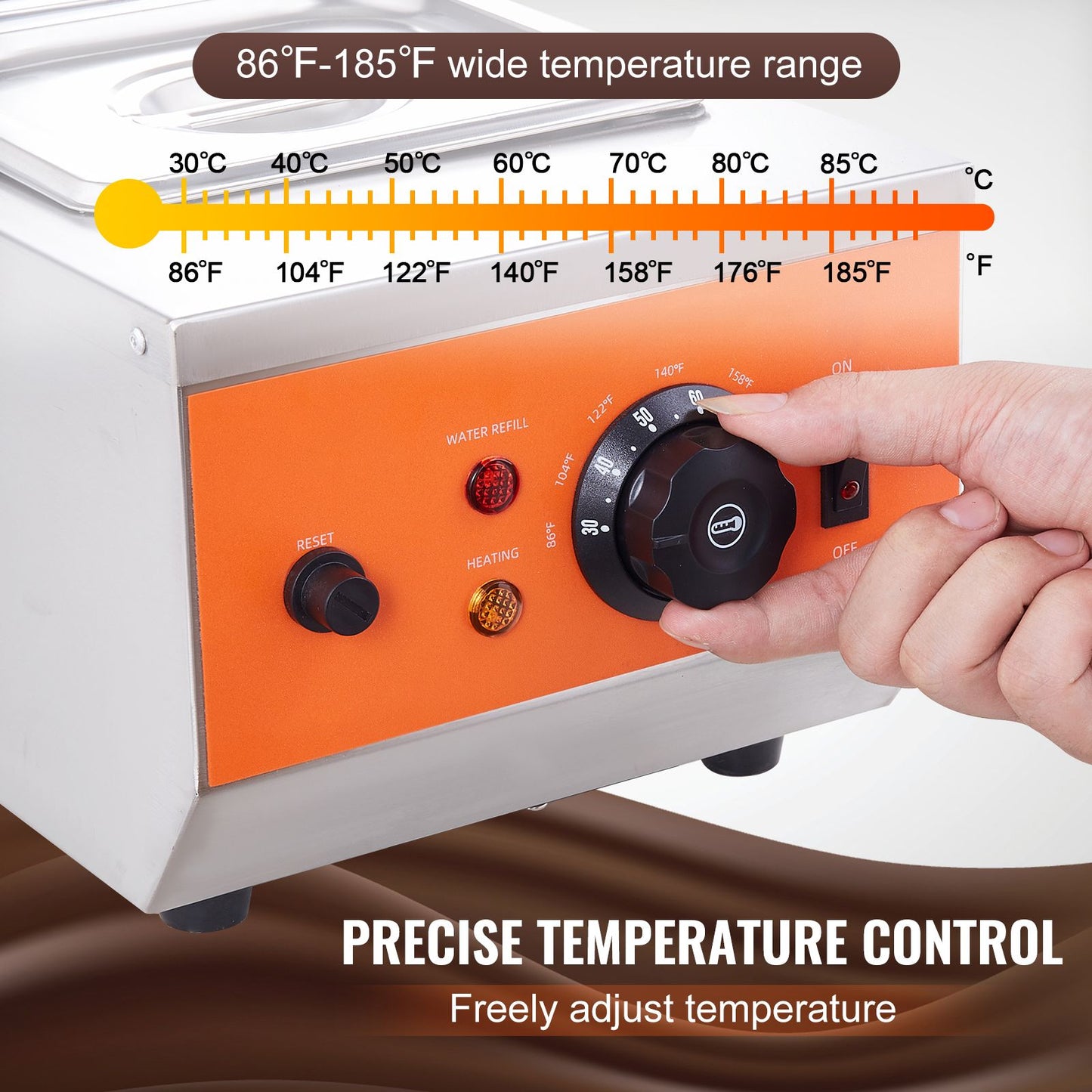 VEVOR Chocolate Tempering Machine, 2 Tanks Chocolate Melting Pot with TEMP Control, 800W Stainless Steel Electric Commercial Food Warmer For Chocolate/Milk/Cream Melting and Heating