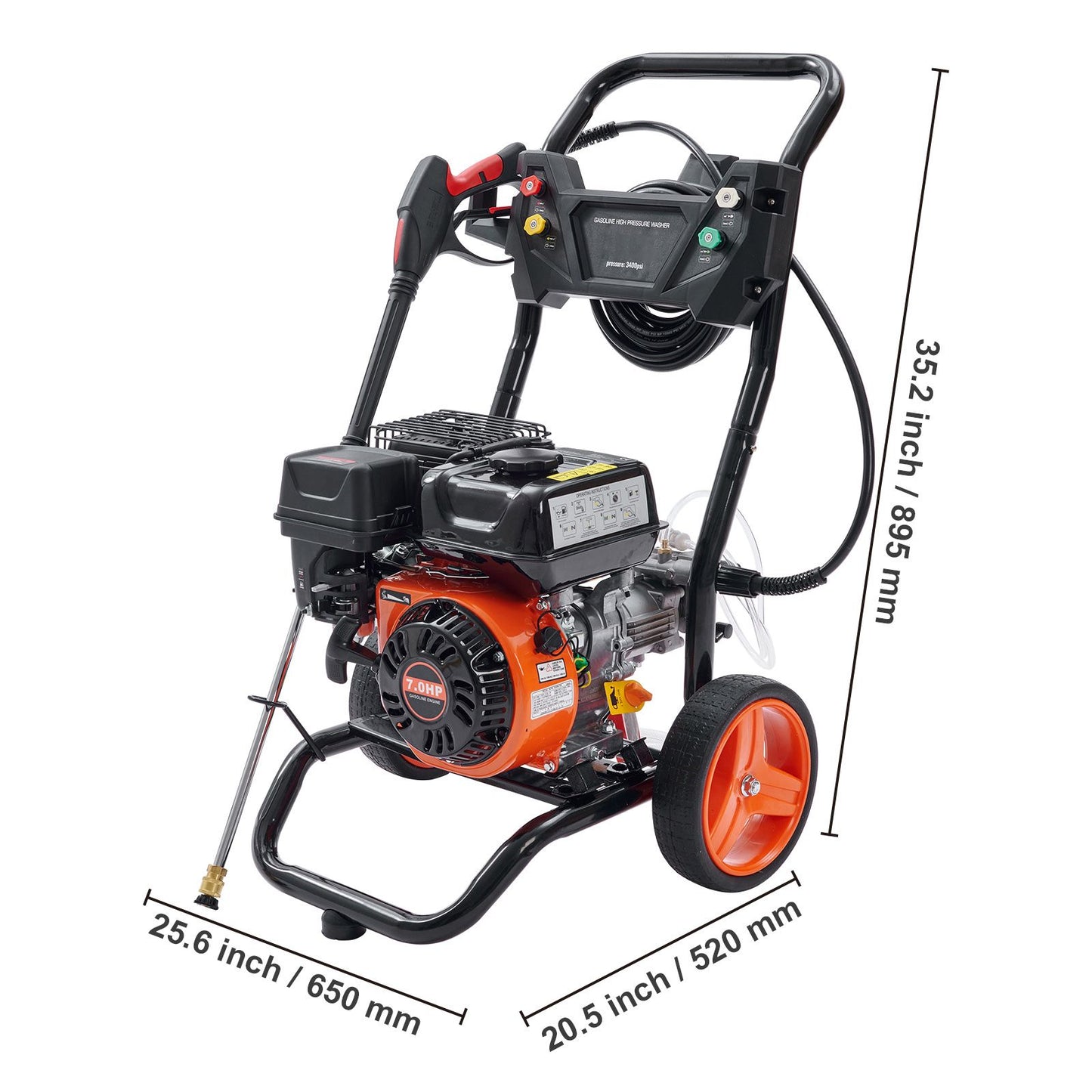 VEVOR Gas Pressure Washer Gas Powered Washer 3400 PSI 2.6 GPM 210cc 5 Nozzles