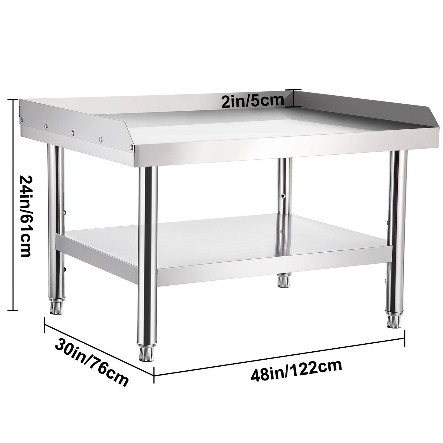 VEVOR Stainless Steel Equipment Grill Stand, 122 x 76 x 61cm Stainless Table, Grill Stand Table with Adjustable Storage Undershelf, Equipment Stand Grill Table for Hotel, Home, Restaurant Kitchen