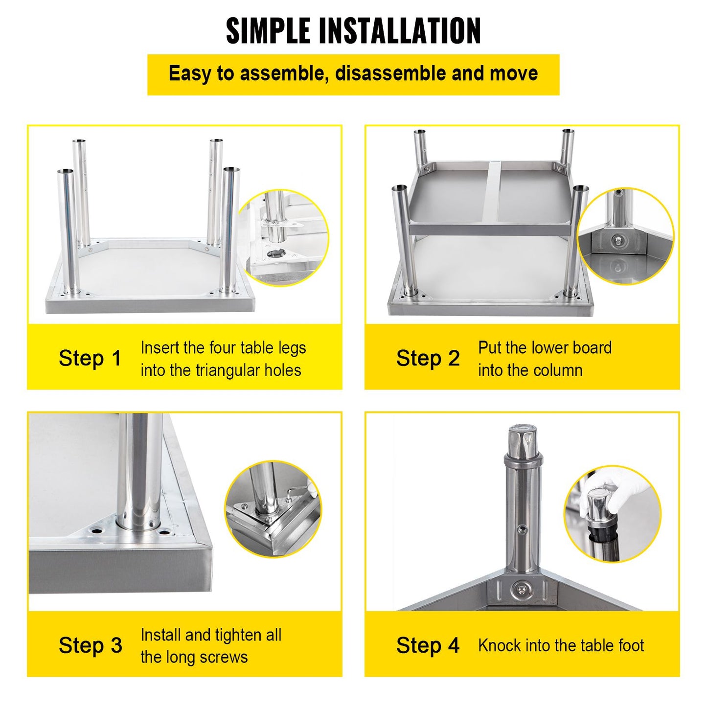 VEVOR Stainless Steel Equipment Grill Stand, 152x76x61 cm Stainless Table, Grill Stand Table with Adjustable Storage Undershelf, Equipment Stand Grill Table for Hotel, Home, Restaurant Kitchen