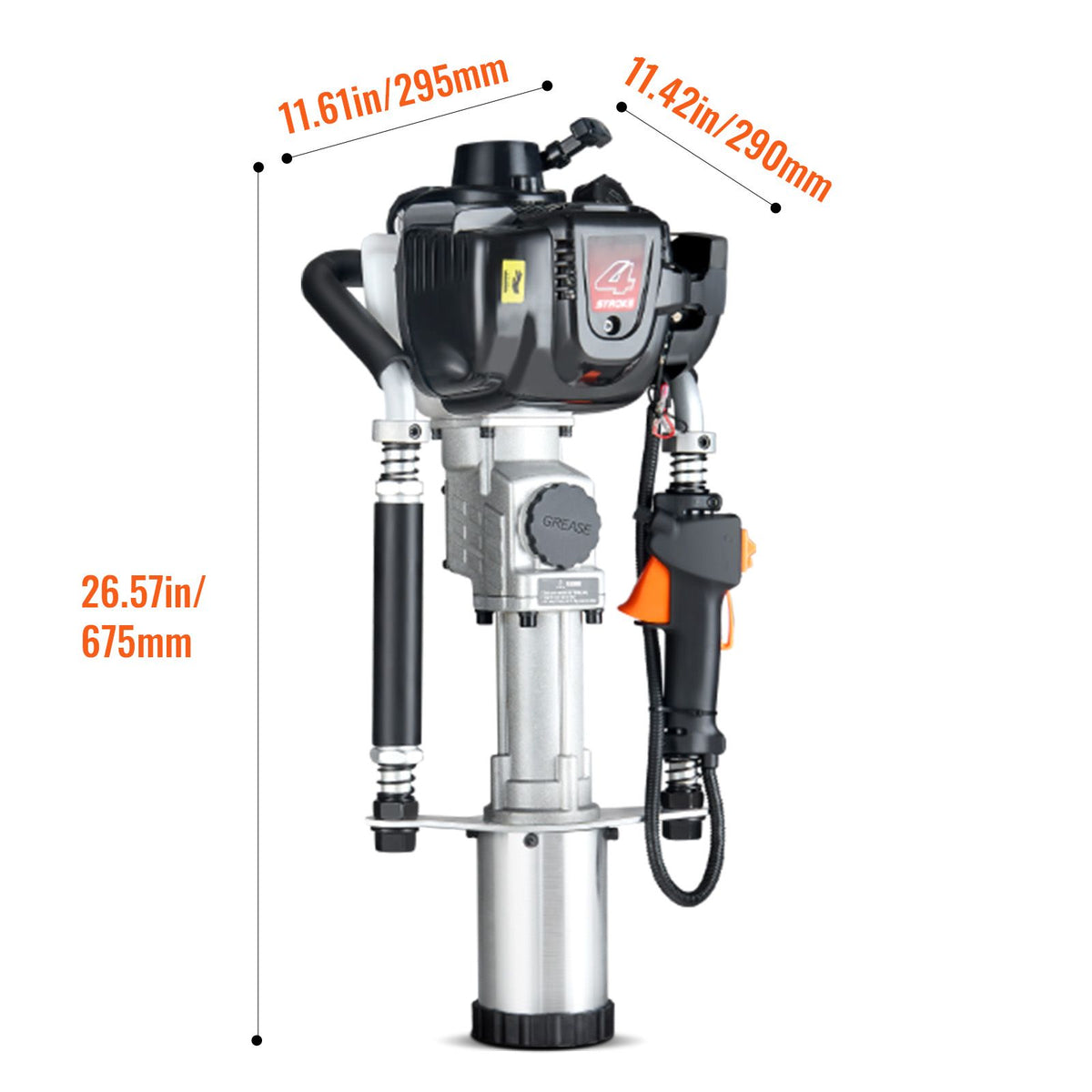 VEVOR 37.77cc Gas-Powered T Post Driver 4-Stroke Fence Piling Pounder w/ 3 Head