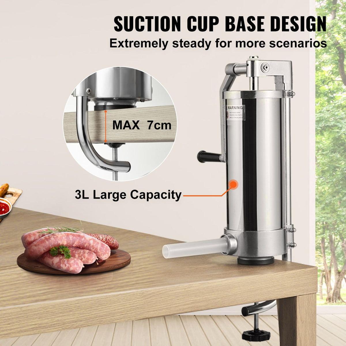 VEVOR Sausage Stuffer 5LBS/3L Capacity Homemade Sausage Maker Stainless Steel