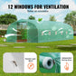 VEVOR Walk-in Tunnel Greenhouse, 29.5x9.8x6.6 ft Hoop House Greenhouse Tunnel, Peaked Roof Plant Hot House with Galvanized Steel Frame, Green PE Cover, Roll-up Zipper Door and 12 Windows for Outdoor