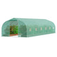 VEVOR Walk-in Tunnel Greenhouse, 29.5x9.8x6.6 ft Hoop House Greenhouse Tunnel, Peaked Roof Plant Hot House with Galvanized Steel Frame, Green PE Cover, Roll-up Zipper Door and 12 Windows for Outdoor