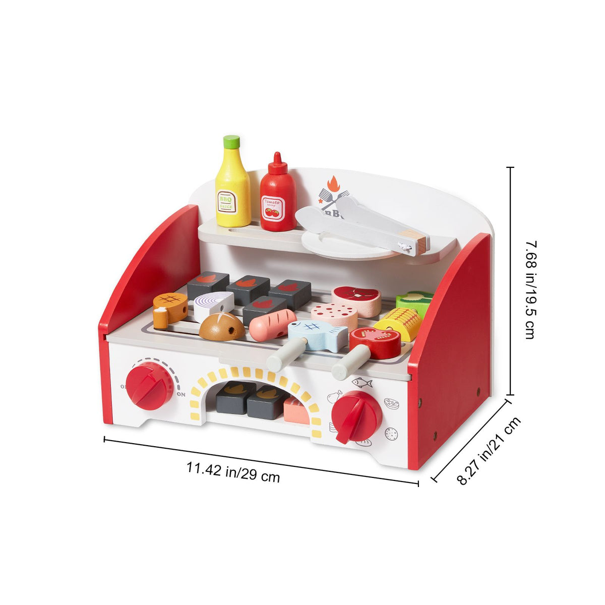 VEVOR 26 PCS Kids BBQ Grill Playset Wooden Cooking Grill Toy Set Pretend Sound