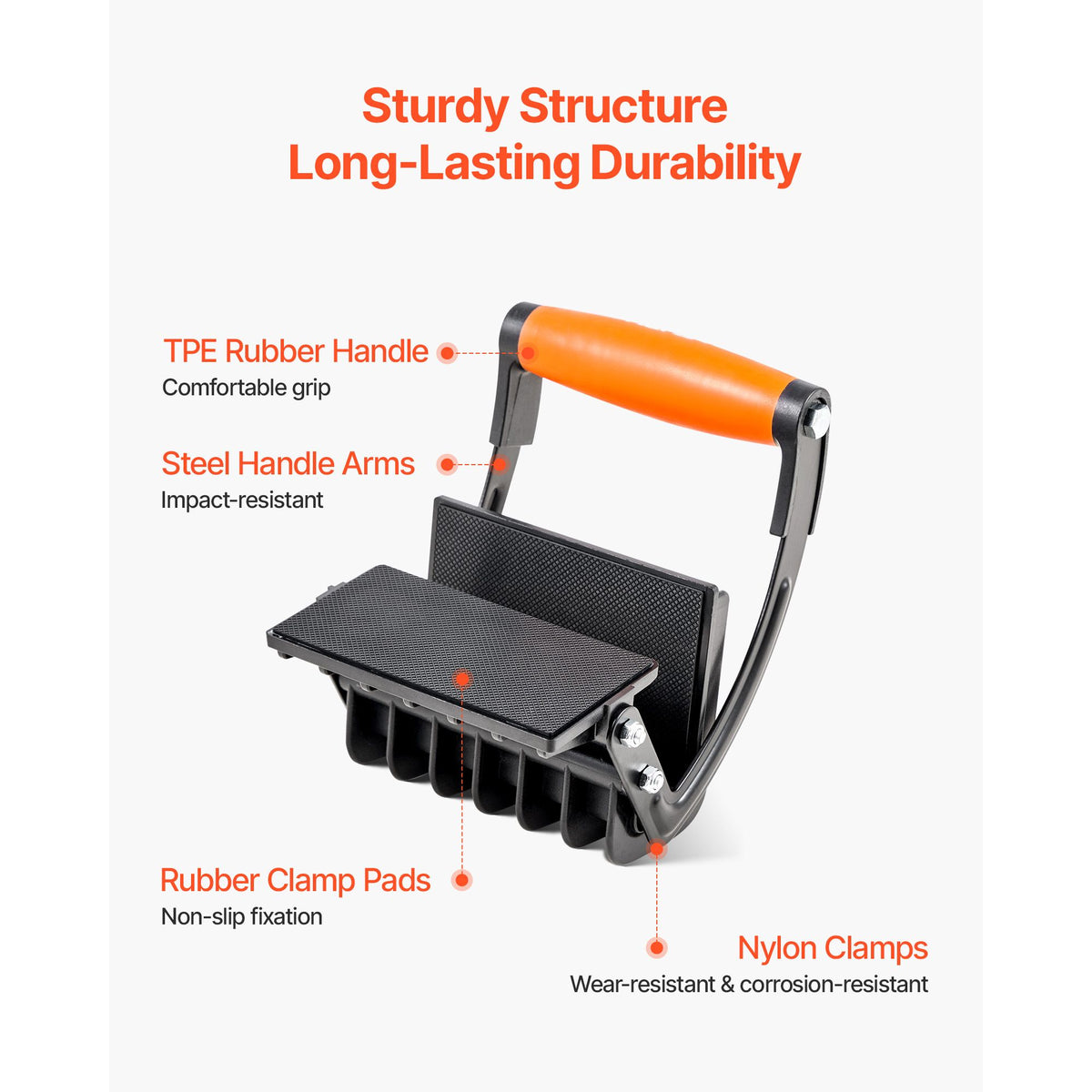 Plywood Carrier, 90.7 kg Single Clamp Capacity, 2 Pack Adjustable Drywall Carrying Tool for 0-25.4 mm Thickness Boards, Plywood Carrier with Non-Slip Grips for Plastic Boards, Plywood, Drywall