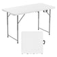 VEVOR Folding Table, 4 Ft Heavy Duty Portable Fold-in-Half Utility Table, Indoor Outdoor Plastic Rectangle Table with Adjustable Height and Built in Handle, for Party, Dining, Picnic, Camping, White