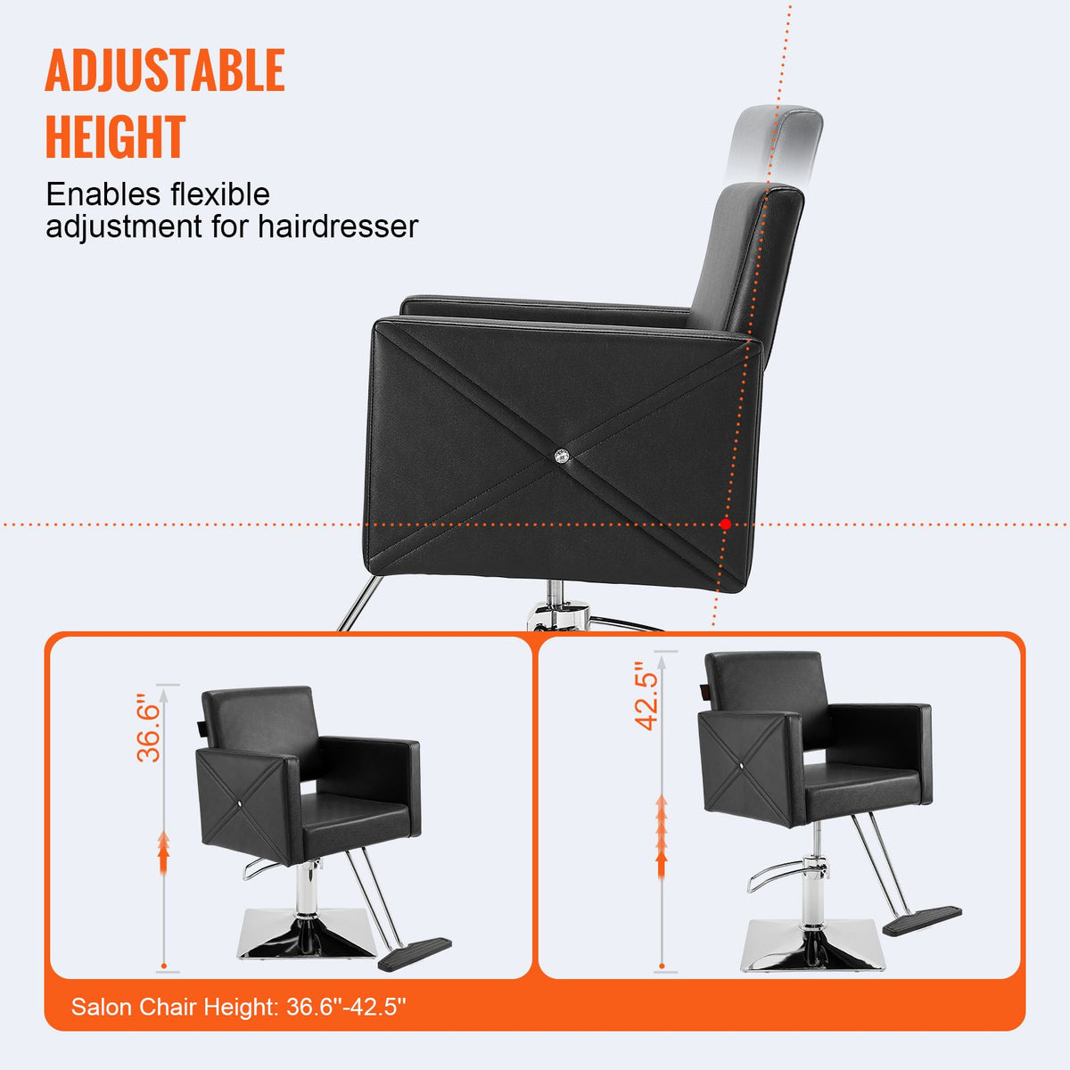 VEVOR Salon Chair, Barber Chair for Hair Stylist, Styling Chair with Heavy Duty Hydraulic Pump, Swivel Hair Salon Chair with Footrest for Beauty Spa Shampoo, Max Load Weight 330 lbs, Black