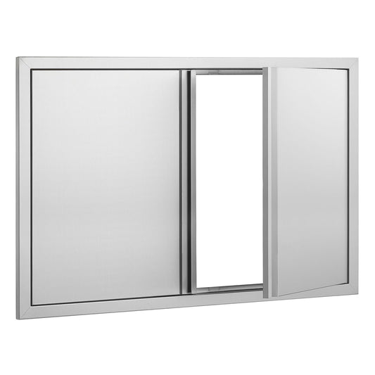 VEVOR BBQ Access Door, 914x610 mm Double Outdoor Kitchen Door, Stainless Steel Flush Mount Door, Wall Vertical Door with Recessed Handles , for BBQ Island, Grilling Station, Outside Cabinet