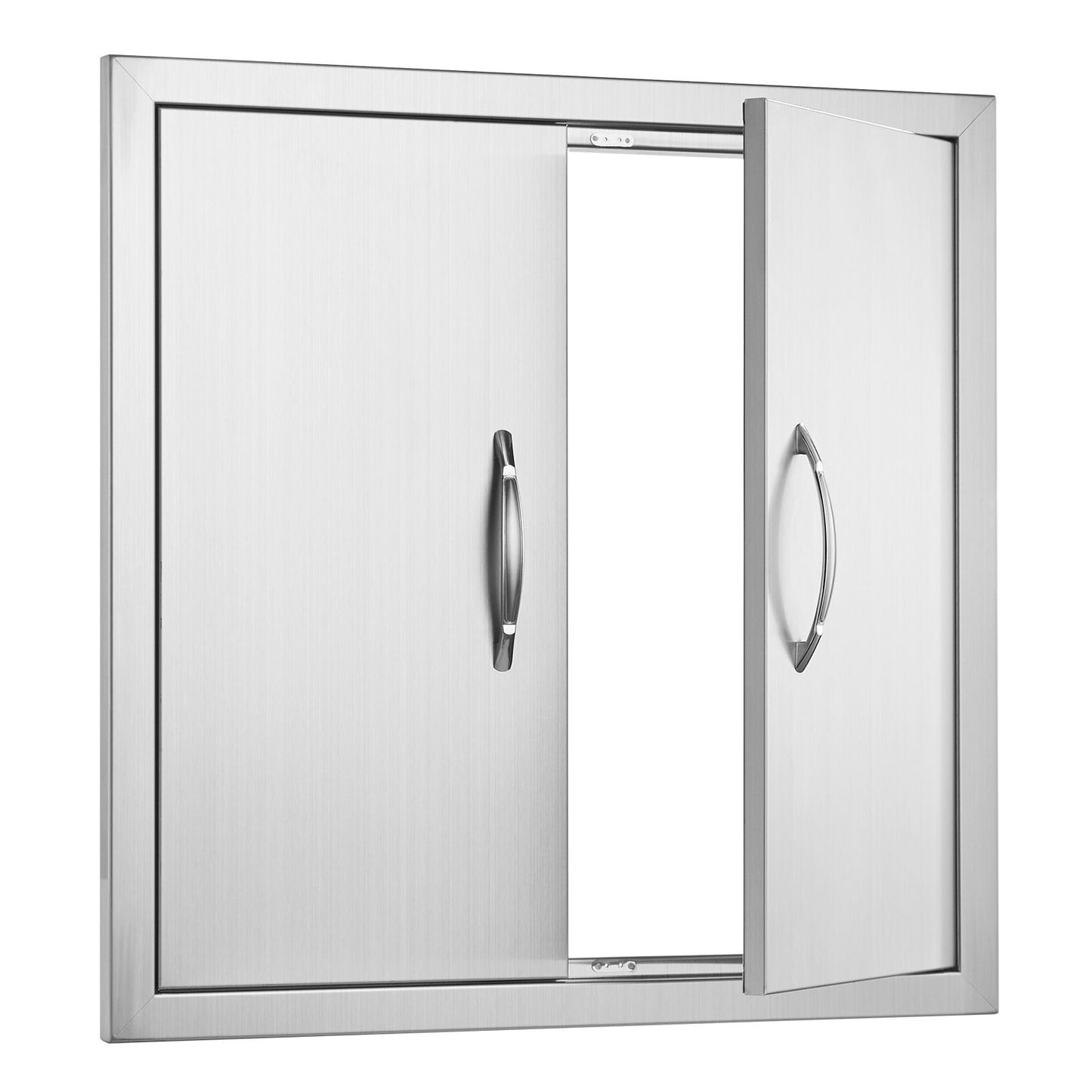 VEVOR BBQ Access Door, 610x610 mm Double Outdoor Kitchen Door, Stainless Steel Flush Mount Door, Double Wall Vertical Door with Handles and Hooks, for BBQ Island, Grilling Station, Outside Cabinet