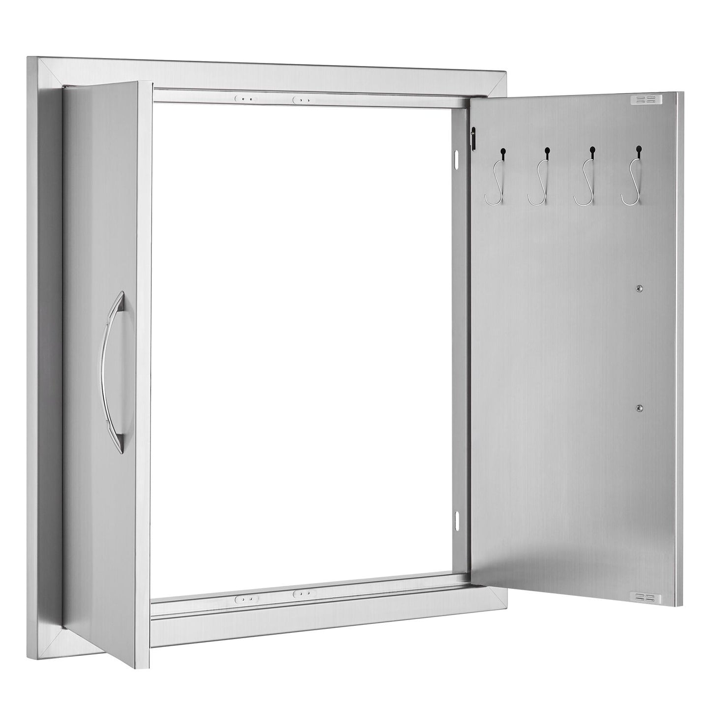 VEVOR BBQ Access Door, 610x610 mm Double Outdoor Kitchen Door, Stainless Steel Flush Mount Door, Double Wall Vertical Door with Handles and Hooks, for BBQ Island, Grilling Station, Outside Cabinet