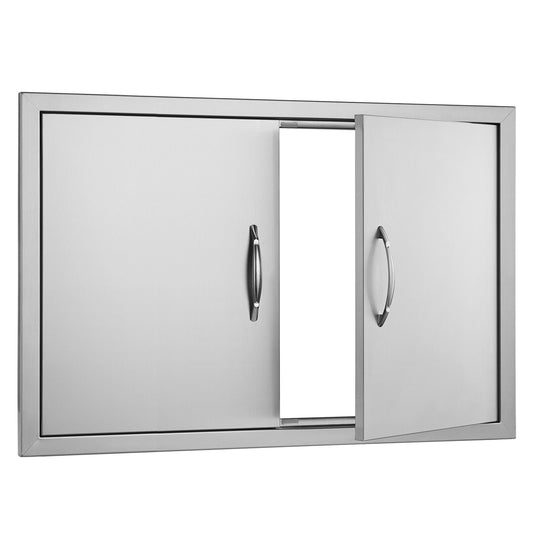 VEVOR BBQ Access Door, 838x558 mm Double Outdoor Kitchen Door, Stainless Steel Flush Mount Door, Wall Vertical Door with Handles, for BBQ Island, Grilling Station, Outside Cabinet