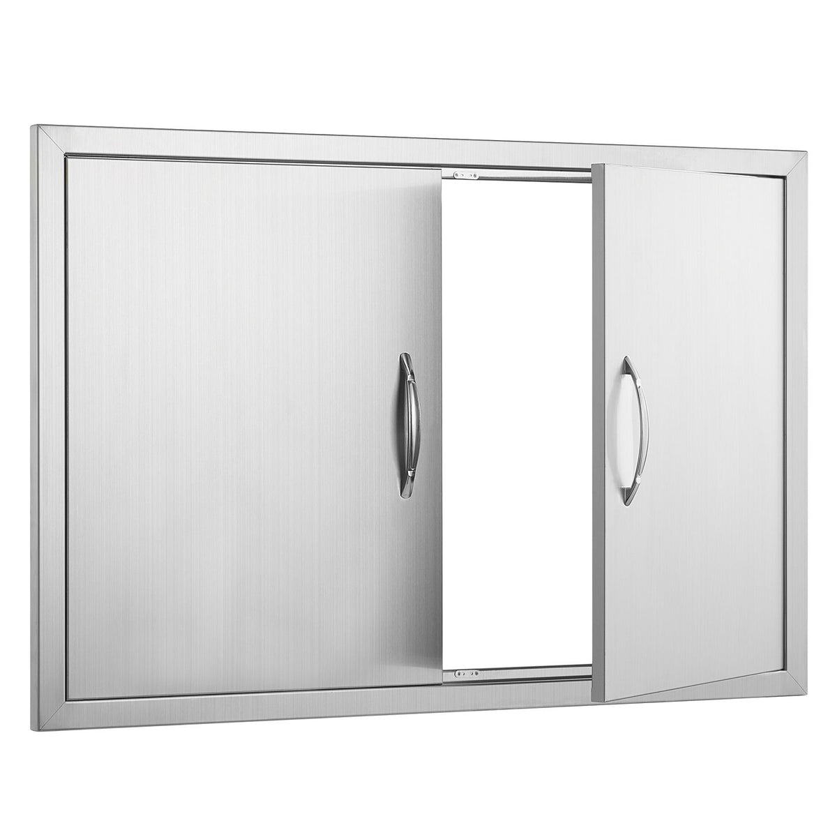 BBQ Access Door, 889x610 mm Double Outdoor Kitchen Door, Stainless Steel Flush Mount Door, Wall Vertical Door with Handles, for BBQ Island, Grilling Station, Outside Cabinet