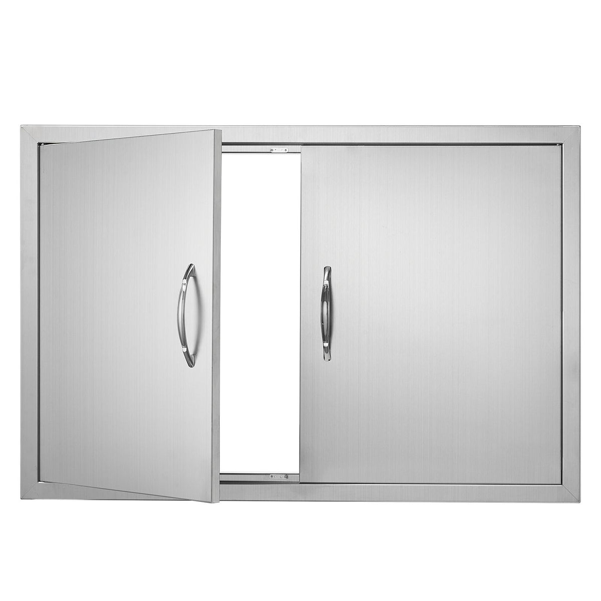 BBQ Access Door, 889x610 mm Double Outdoor Kitchen Door, Stainless Steel Flush Mount Door, Wall Vertical Door with Handles, for BBQ Island, Grilling Station, Outside Cabinet