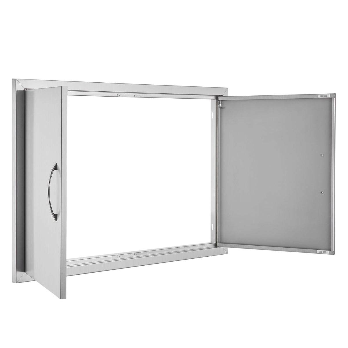 BBQ Access Door, 889x610 mm Double Outdoor Kitchen Door, Stainless Steel Flush Mount Door, Wall Vertical Door with Handles, for BBQ Island, Grilling Station, Outside Cabinet