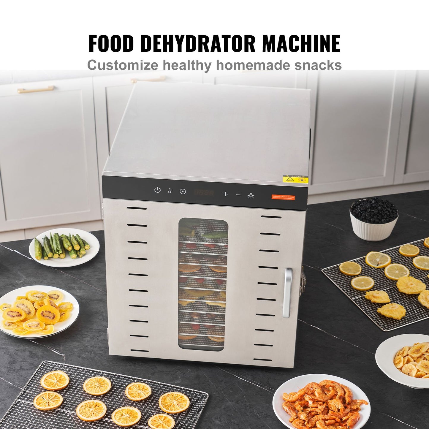 VEVOR 10 Trays Food Dehydrator Machine Stainless Steel 1000W Jerky Fruit Drying