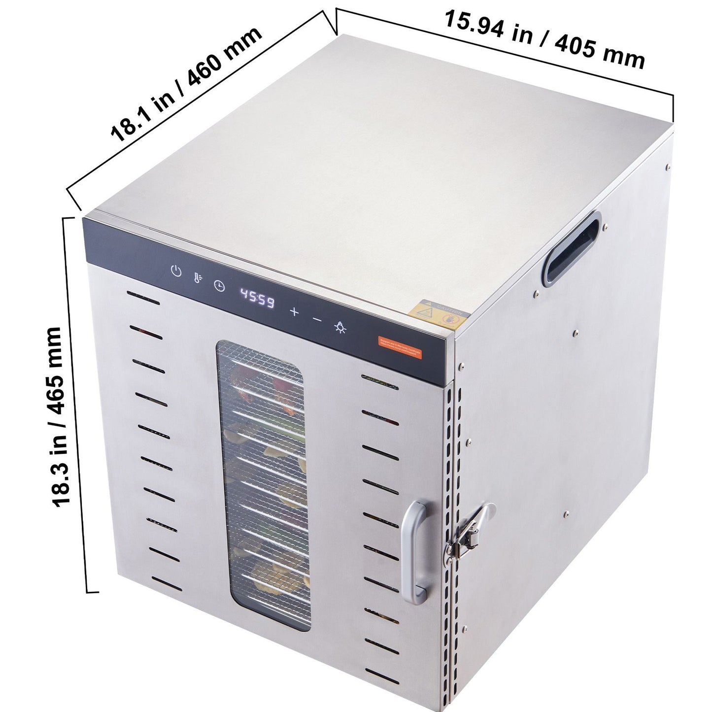 VEVOR 10 Trays Food Dehydrator Machine Stainless Steel 1000W Jerky Fruit Drying