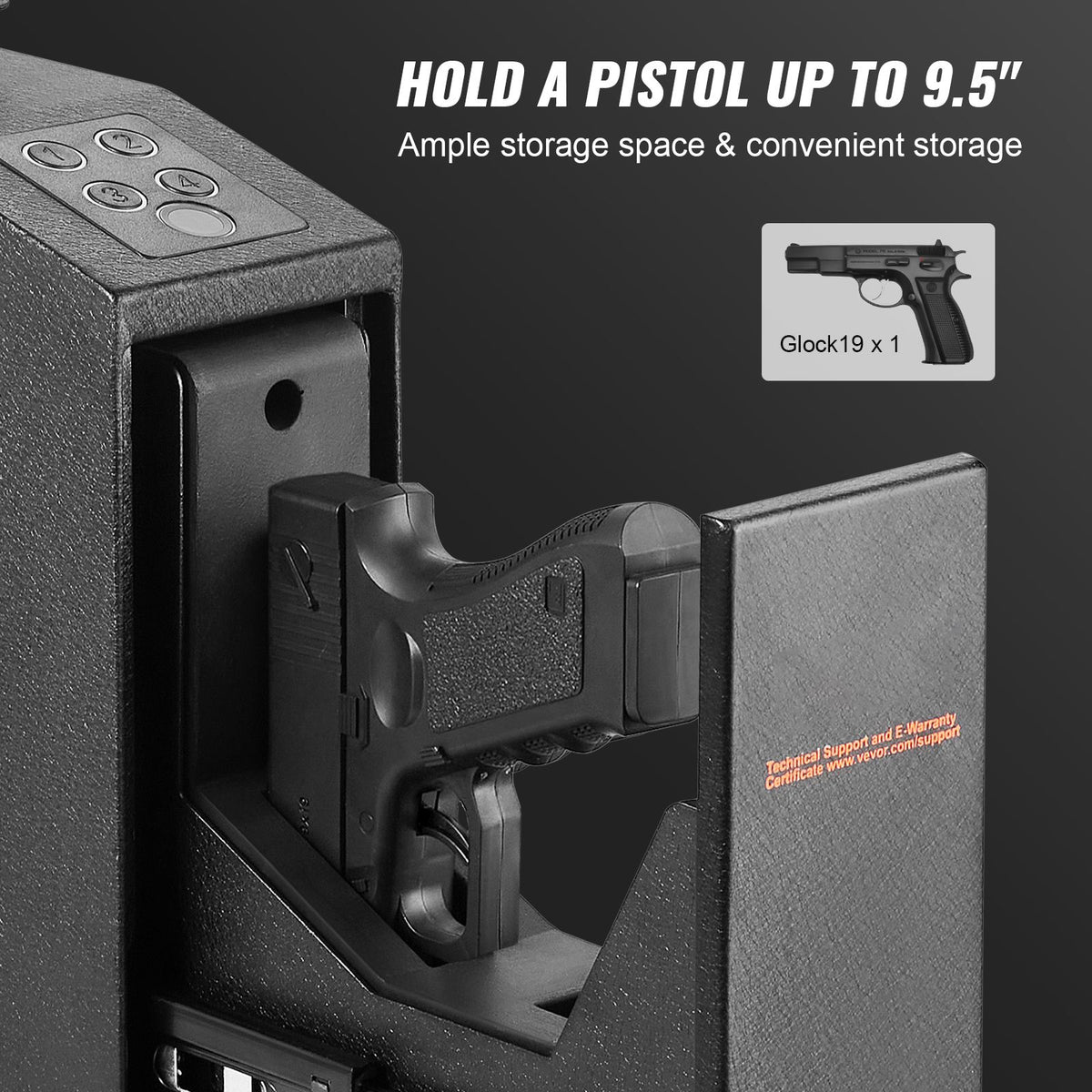 Mounted Gun Safe for Pistols Biometric Gun Safe 3 Access Ways 1 Pistol